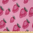 thumbnail image 1 of Ambesonne Fruit Fabric by the Yard Microfiber, Pop Art Style Strawberry, 3 Yards, Pale Pink Magenta, 1 of 2