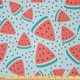 thumbnail image 1 of Ambesonne Fruit Fabric by the Yard Microfiber, Watermelon Slices, 2 Yards, Coral Pale Blue, 1 of 1
