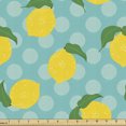 thumbnail image 1 of Ambesonne Fruit Fabric by the Yard Upholstery, Lemons Citrus Polka Dots Art, 5 Yards, Yellow Fern Green, 1 of 5