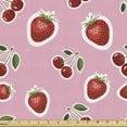 thumbnail image 1 of Ambesonne Fruit Fabric by the Yard Upholstery, Strawberries and Cherries, 2 Yards, Pale Pink Fern Green, 1 of 5