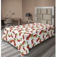 thumbnail image 1 of Ambesonne Fruit Flat Sheet, Cherry Fruit Pattern, Twin Size, White Vermilion Green, 1 of 1