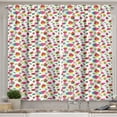thumbnail image 1 of Ambesonne Fruit Kitchen Curtains, Cartoon Strawberries, 55"x45", Pink Mustard, 1 of 3