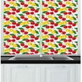 thumbnail image 1 of Ambesonne Fruit Kitchen Curtains, Graphic Colored Cherries, 55"x39", Red Yellow Green, 1 of 2