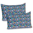 thumbnail image 1 of Ambesonne Fruit Pillow Sham 2 Pack, Multicolored Lemons and Leafs, 30"x20", Indigo Dark Seafoam Camel, 1 of 3