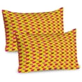 thumbnail image 1 of Ambesonne Fruit Pillow Sham 2 Pack, Pinkish Apples and Leaves, 30"x20", Yellow Pink and Magenta, 1 of 3