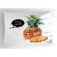 thumbnail image 1 of Ambesonne Fruit Pillow Sham, Sketch Hawaii Pineapple, 36" X 20", Brown Reseda Green Black, 1 of 2