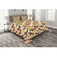 thumbnail image 1 of Ambesonne Fruit Quilted Bedspread Set 3 Pcs, Graphic Colored Cherries, King Size, Red Yellow Green, 1 of 3
