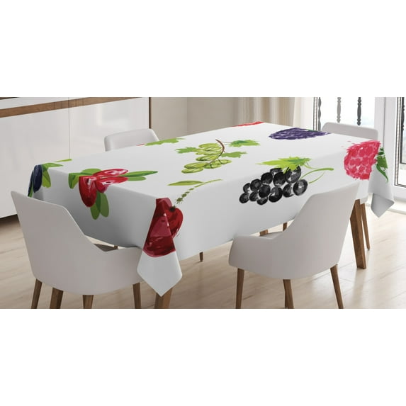 Ambesonne Fruit Tablecloth Rectangular Table Cover, Composition of Berries, 52"x70", Multicolor