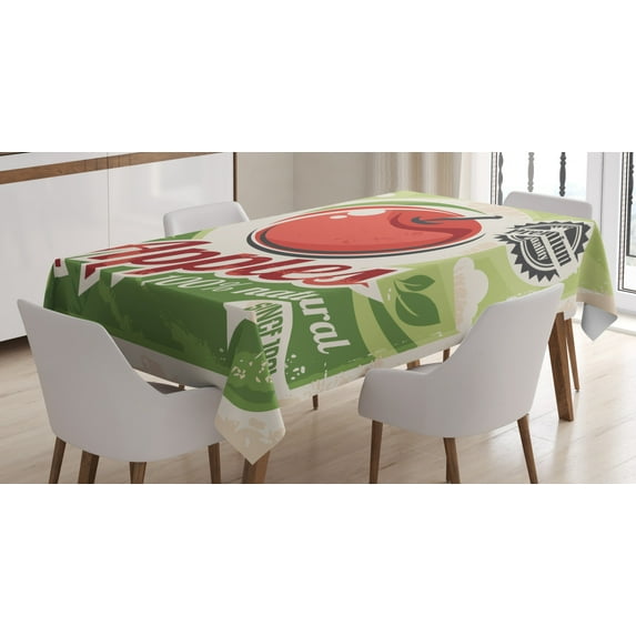 Ambesonne Fruit Tablecloth Rectangular Table Cover, Grunge Torn Advertisement, 52"x70", Multicolor