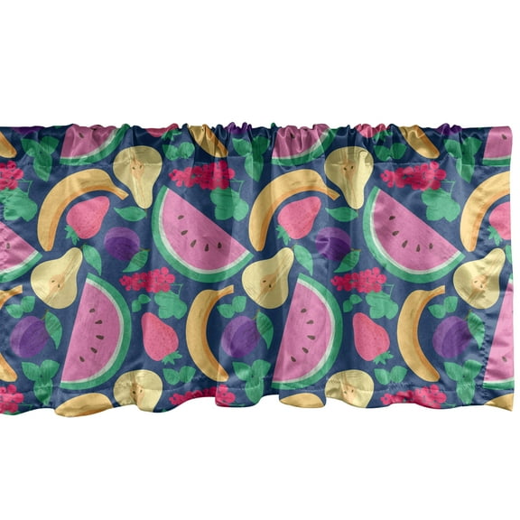 Ambesonne Fruit Window Valance, Colorful Summer Freshness, 42" x 12", Multicolor