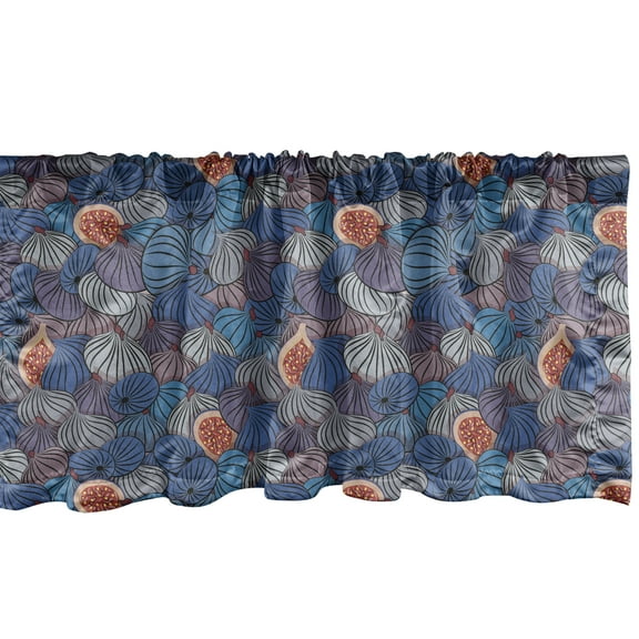 Ambesonne Fruit Window Valance, Fig Fruits Pattern Spring, 42" x 12", Blue Purple Grey