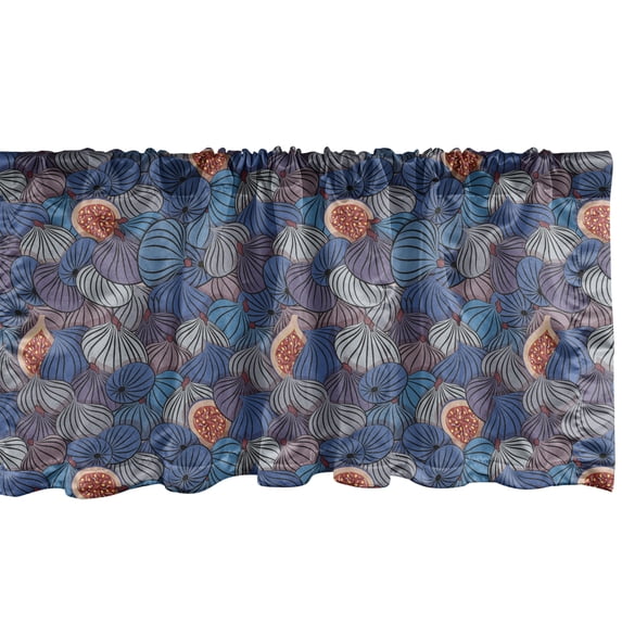 Ambesonne Fruit Window Valance, Fig Fruits Pattern Spring, 54" X 18", Blue Purple Grey