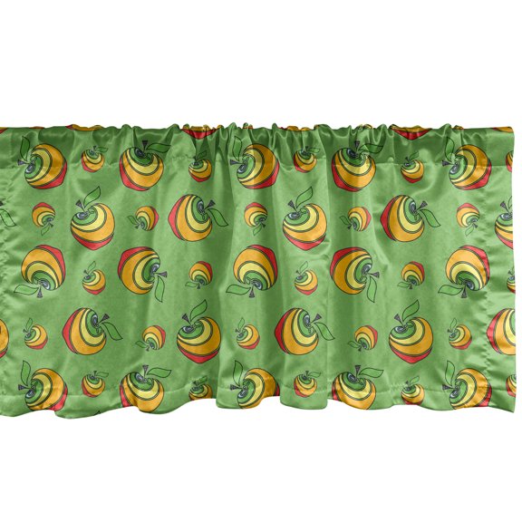 Ambesonne Fruit Window Valance, Happy Colorful Apples Cartoon, 54" X 18", Multicolor