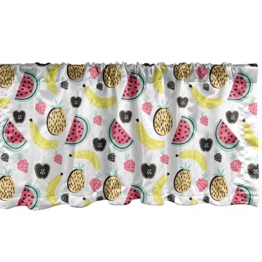 Ambesonne Fruit Window Valance, Modern Art Yummy Summer, 54" X 18", Multicolor