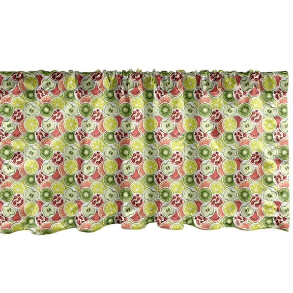 Ambesonne Fruit Window Valance, Organic Food Themed Modern Pattern with Kiwi Pomegranate Lemon Watermelon and Apple, Curtain Valance for Kitchen Bedroom Decor with Rod Pocket, 54" X 18", Multicolor