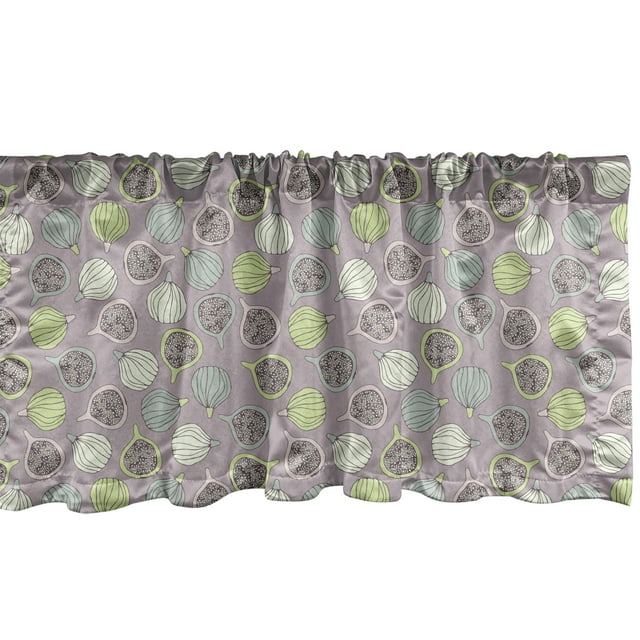 Ambesonne Fruit Window Valance, Pastel Sliced Figs, 54" X 12", Multicolor