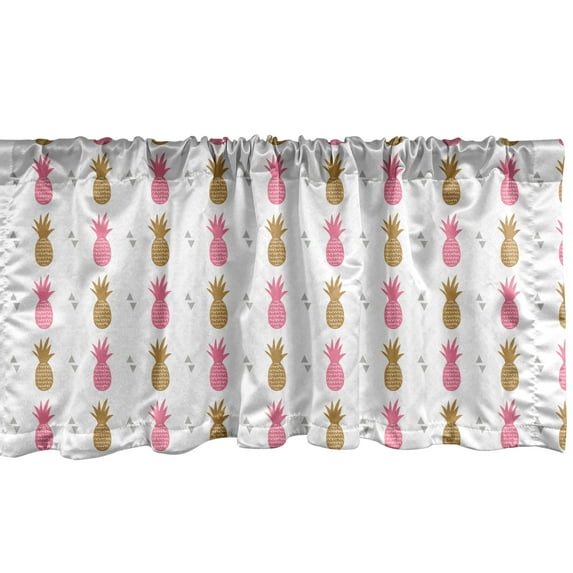 Ambesonne Fruit Window Valance, Pink and Brown Pineapples, 42" x 12", Multicolor