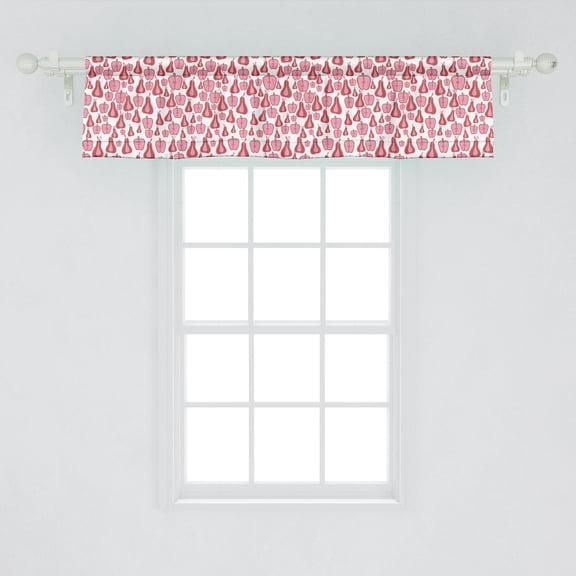 Ambesonne Fruit Window Valance, Repetitive Pop Abstract Pears and Apples Illustration, Curtain Valance for Kitchen Bedroom Decor with Rod Pocket, 54" X 12", Pale Pink Dark Salmon