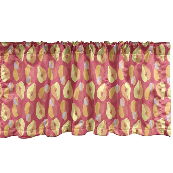 Ambesonne Fruit Window Valance, Warm Tone Pear Fruits Pattern, 42" x 12", Dark Coral and Pale Orange