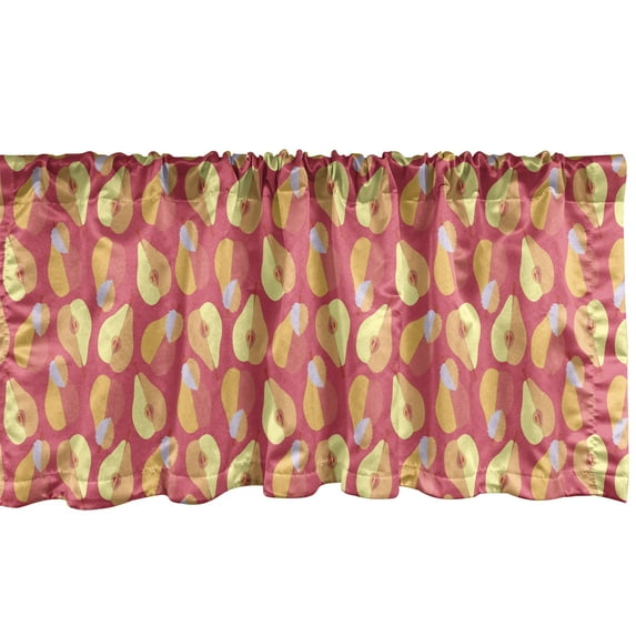 Ambesonne Fruit Window Valance, Warm Tone Pear Fruits Pattern, 42" x 18", Dark Coral and Pale Orange
