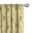 thumbnail image 1 of Ambesonne Fruits 4-Panel Curtains, Avocado Watermelon Orange, 56"x84", Yellow Pink and Green, 1 of 4