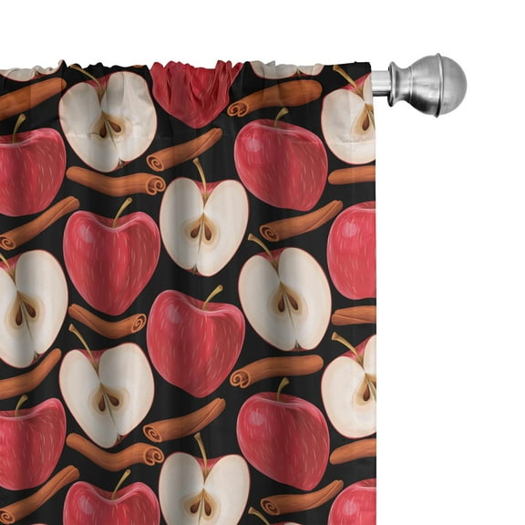 Ambesonne Fruits Window Curtains, Cinnamon Sticks, Each 28" W x 84" L, Cinnamon Red Cream