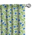 thumbnail image 1 of Ambesonne Fruits Window Curtains, Flowering Blueberry Leaf, Each 28" W x 63" L, Violet Blue Lime Green, 1 of 5