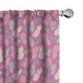 thumbnail image 1 of Ambesonne Fruits Window Curtains, Hipster Exotic Pineapples, Each 28" W x 63" L, Pink Pale Blue Ivory, 1 of 4
