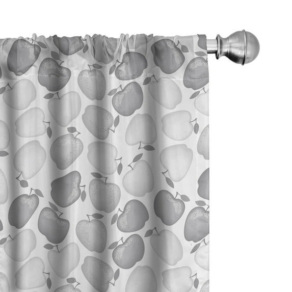 Ambesonne Fruits Window Curtains, Modern Look Fresh Fruit Art, Each 28" W x 84" L, Pale Taupe Pale Grey
