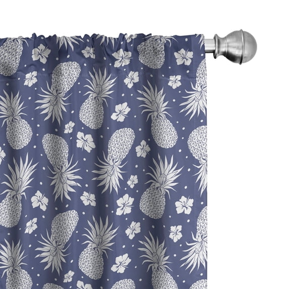 Ambesonne Fruits Window Curtains, Pineapple Floral Vintage, Each 28" W x 63" L, Lavender White