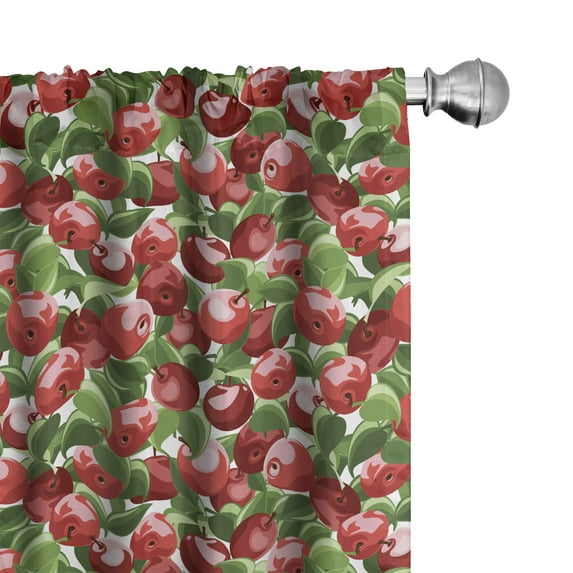 Ambesonne Fruits 4-Panel Curtains, Seasonal ArtGarden Harvest, 56"x63", White Green and Red