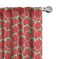 thumbnail image 1 of Ambesonne Fruits 4-Panel Curtains, Yummy Strawberry Botany, 56"x63", Hunter Green and Red, 1 of 4
