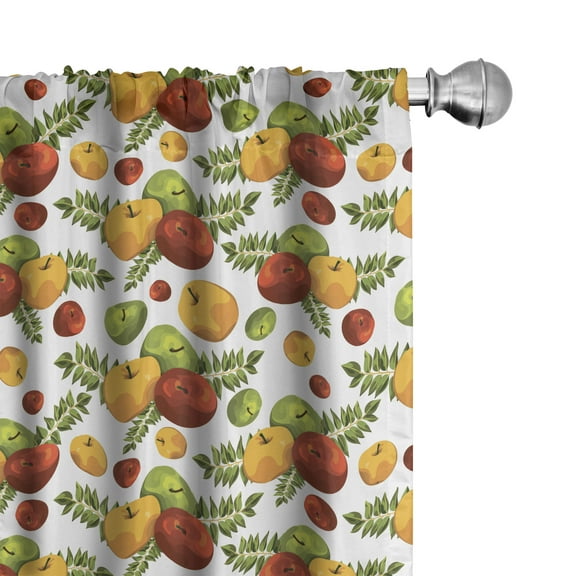 Ambesonne Fruits Curtains, Autumn Harvest Season Theme, Pair of 28"x95", Burnt Sienna and Yellow