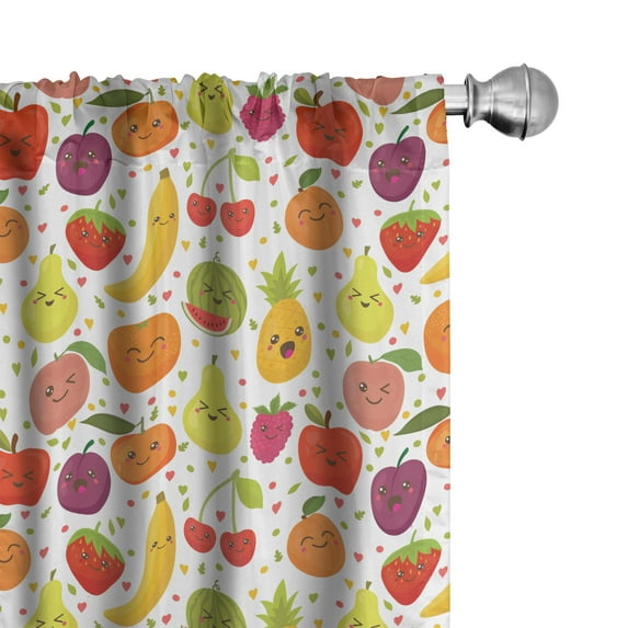 Ambesonne Fruits Curtains, Banana Smile Theme, Pair of 28"x84", Multicolor