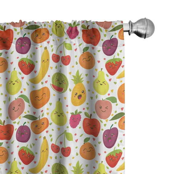 Ambesonne Fruits Curtains, Banana Smile Theme, Pair of 28"x95", Multicolor