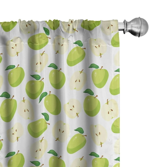 Ambesonne Fruits Curtains, Cartoonish Fruit Anatomy, Pair of 28"x84", Brown Yellow Green Cream