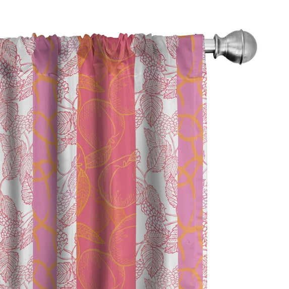 Ambesonne Fruits Curtains, Peach and Raspberries Art, Pair of 28"x84", Dried Rose and Dark Peach