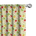 thumbnail image 1 of Ambesonne Fruits Curtains, Retro Country Kitchen, Pair of 28"x63", Green Red Yellow, 1 of 5
