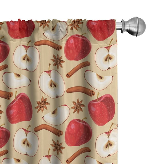 Ambesonne Fruits Curtains, Star Anise Cinnamon Drink, Pair of 28"x84", Beige Cinnamon Red