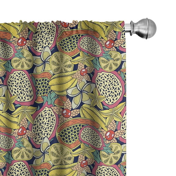 Ambesonne Fruits Curtains, Tropical Hawaiian Island, Pair of 28"x84", Multicolor