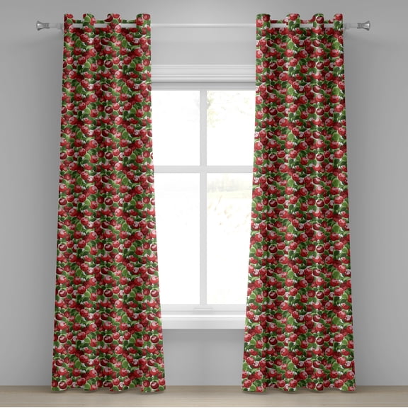 Ambesonne Fruits Grommet Curtain, Organic Garden Harvest, 50" x 120", White Green and Red