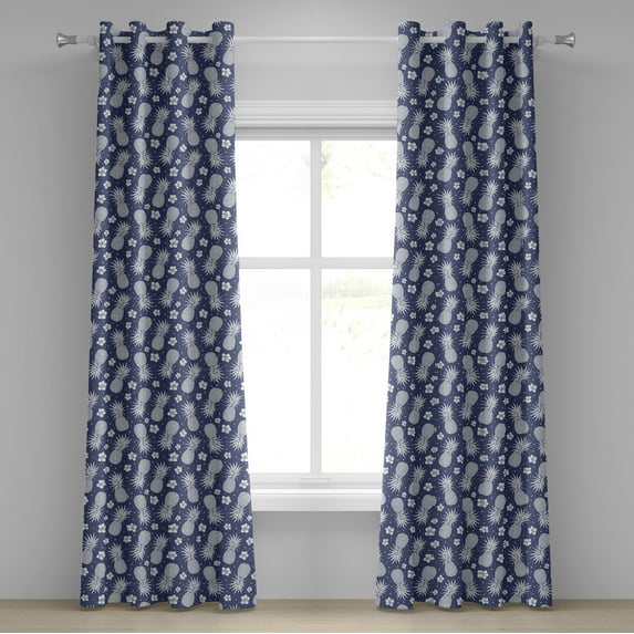 Ambesonne Fruits Grommet Curtain, Pineapple Floral Vintage, 50" x 120", Lavender White