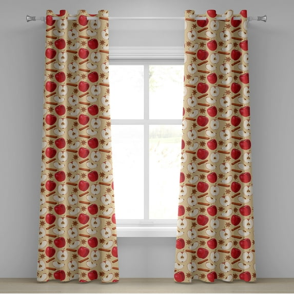 Ambesonne Fruits Grommet Curtain, Star Anise Cinnamon Drink, 50" x 120", Beige Cinnamon Red