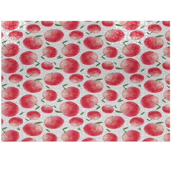 Ambesonne Fruits Jigsaw Puzzle Durable Cardboard, Watercolor Art Harvest, 1000 pcs, Dark Coral Green White