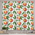 thumbnail image 1 of Ambesonne Fruits Kitchen Curtains, Peaches with Leaves and Dots, 55"x45", White Vermilion and Fern Green, 1 of 3