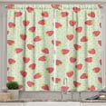 thumbnail image 1 of Ambesonne Fruits Kitchen Curtains, Spring Blossoms Cartoon, 55"x39", Pale Green Red, 1 of 3