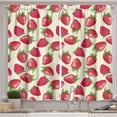thumbnail image 1 of Ambesonne Fruits Kitchen Curtains, Strawberries Vivid Food, 55"x39", Eggshell Red Olive Green, 1 of 3