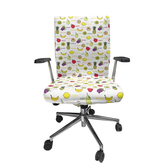 Ambesonne Fruits Office Chair Cover Stretchable High Back, Summer Fresh Eating, Purple Yellow Ruby