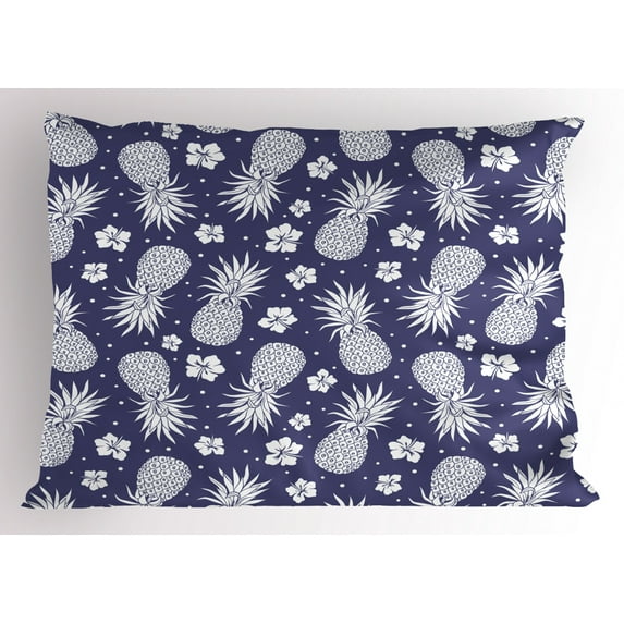 Ambesonne Fruits Pillow Sham, Pineapple Floral Vintage, 26" X 20", Lavender White