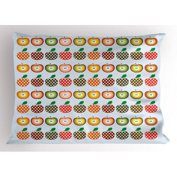 Ambesonne Fruits Pillow Sham, Retro Polka Dots Colorful, 26" X 20", Multicolor